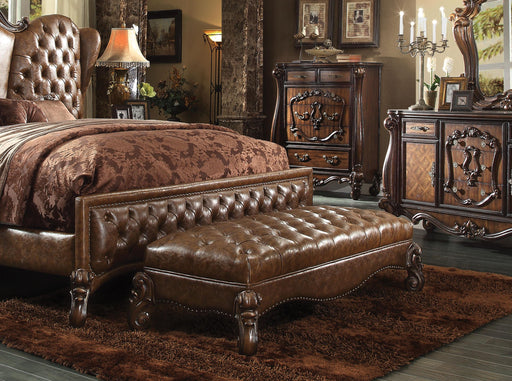 Versailles 2-Tone Light Brown PU & Cherry Oak Bench - FAMSA Furniture (TX)