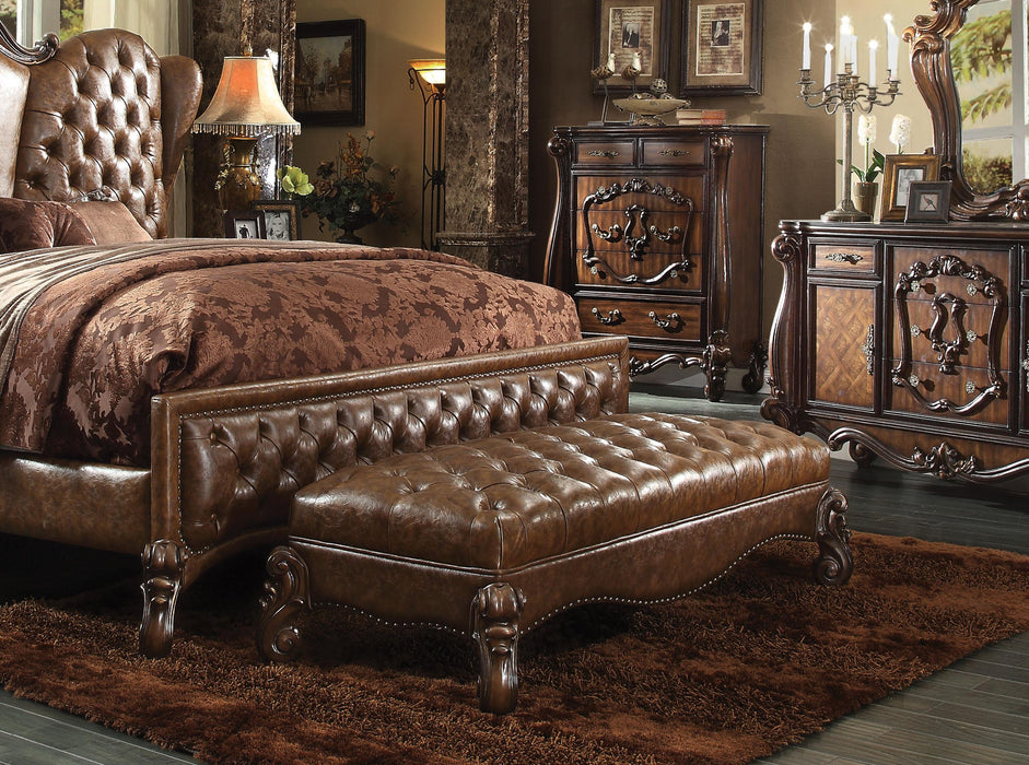 Versailles 2-Tone Light Brown PU & Cherry Oak Bench - FAMSA Furniture (TX)