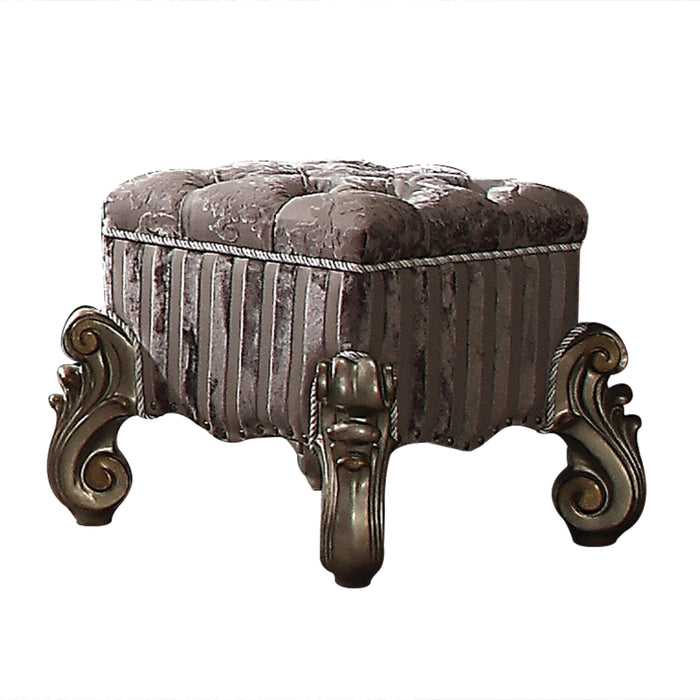 Versailles Fabric & Antique Platinum Vanity Stool - FAMSA Furniture (TX)