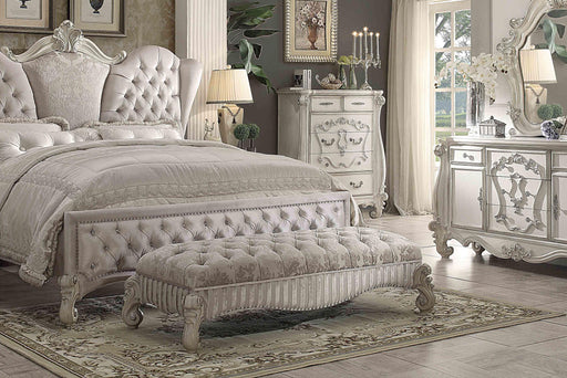 Versailles Ivory Fabric & Bone White Bench - FAMSA Furniture (TX)
