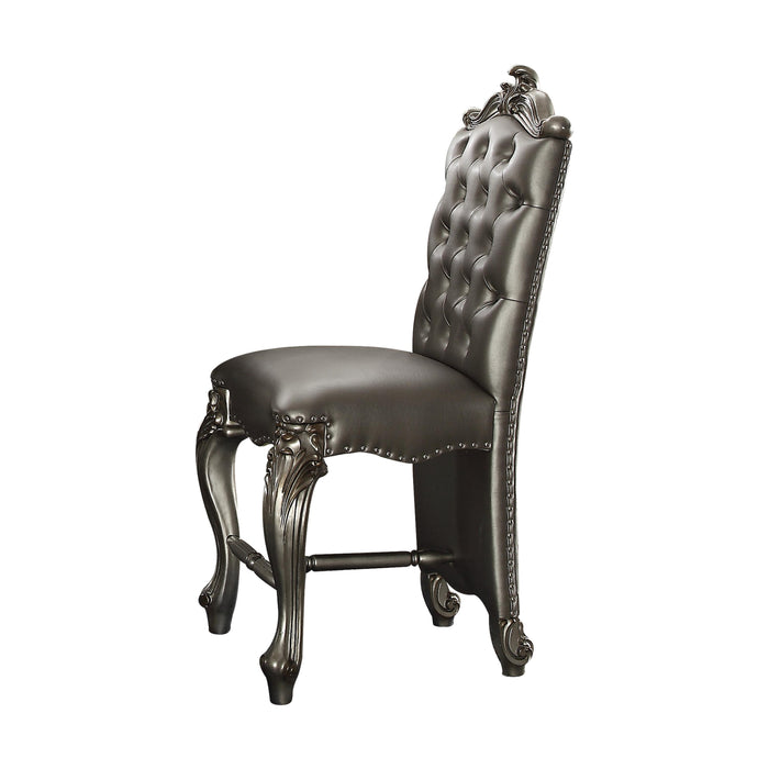 Versailles Silver PU & Antique Platinum Counter Height Chair - FAMSA Furniture (TX)