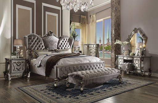 Versailles Velvet & Antique Platinum Queen Bed - FAMSA Furniture (TX)