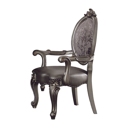 Versailles Silver PU & Antique Platinum Arm Chair - FAMSA Furniture (TX)