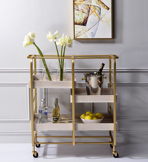 Vorrik Gold & White-Washed Serving Cart - FAMSA Furniture (TX)
