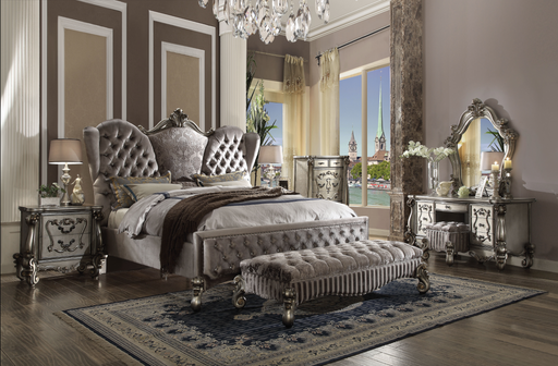 Versailles Velvet & Antique Platinum California King Bed - FAMSA Furniture (TX)