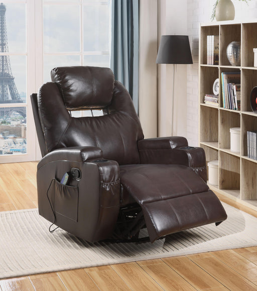 Waterlily Brown PU Rocker Recliner (Motion) - FAMSA Furniture (TX)