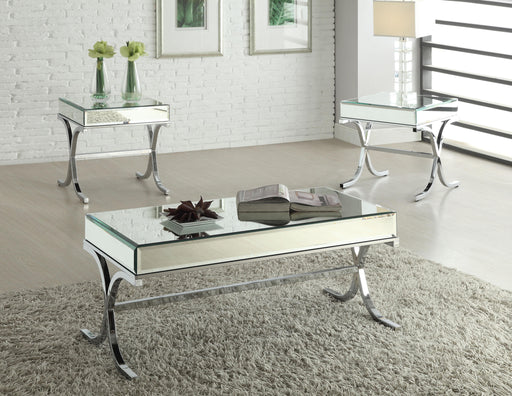 Yuri Mirrored Top & Chrome Coffee Table - FAMSA Furniture (TX)