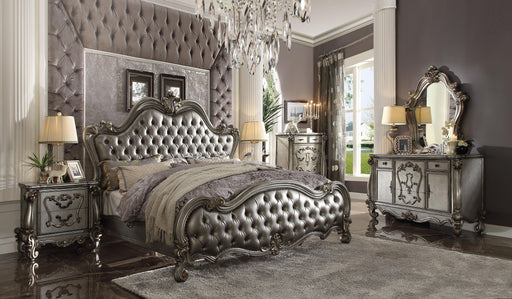 Versailles II Silver PU & Antique Platinum Queen Bed - FAMSA Furniture (TX)