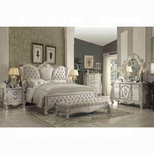 Versailles Ivory Velvet & Bone White Eastern King Bed - FAMSA Furniture (TX)