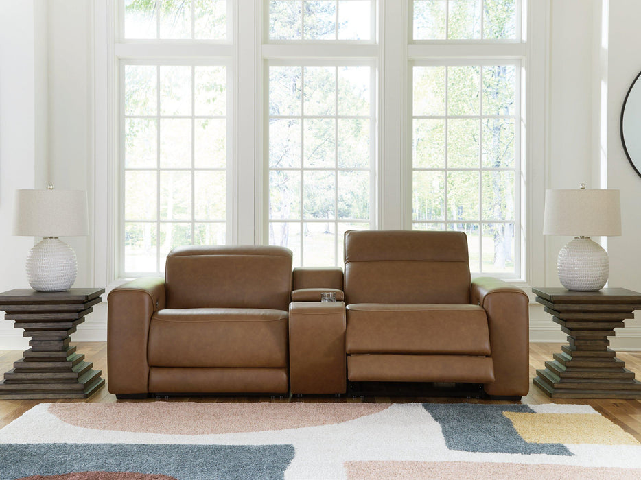 Magic Man Power Reclining Sectional Loveseat with Console - FAMSA Furniture (TX)
