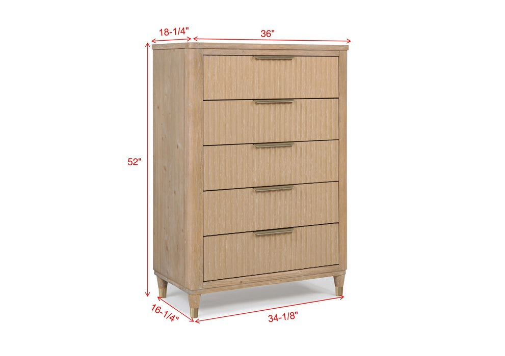 Kira 5 Drawer Chest - Cerused Natural - FAMSA Furniture (TX)