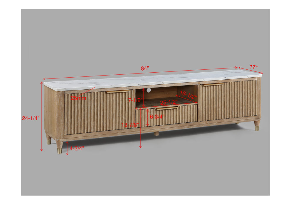 Kira 84" TV Stand - Cerused Natural - FAMSA Furniture (TX)