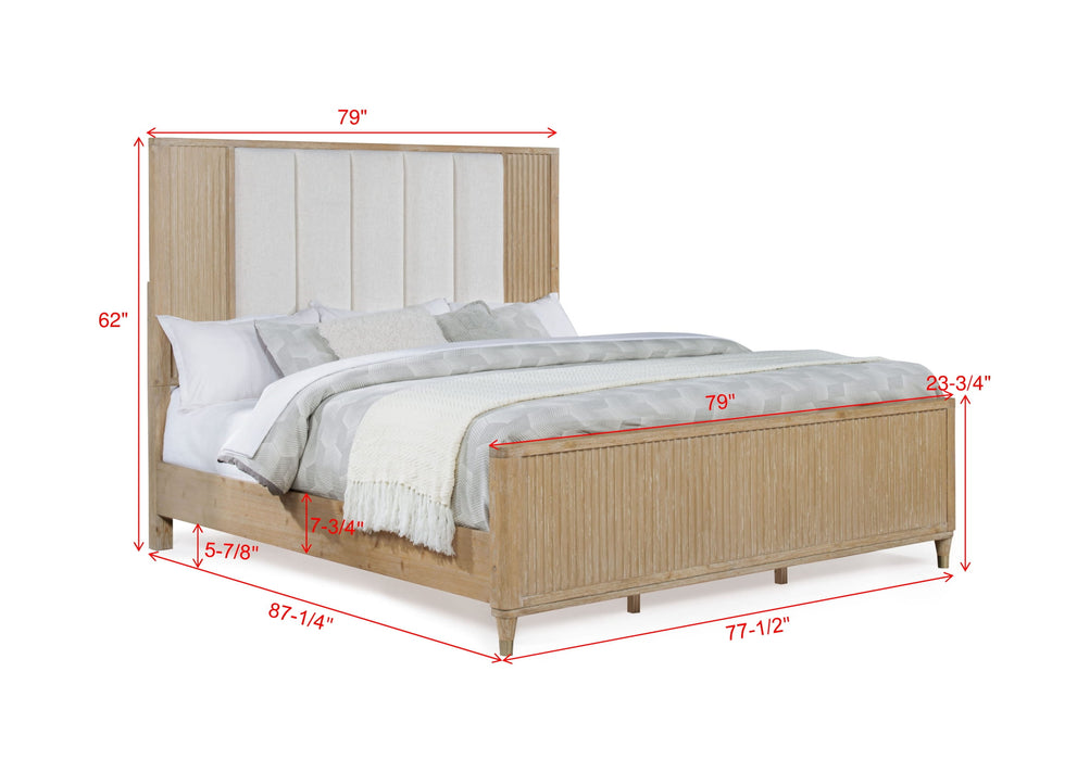 Kira 6pc King Bedroom Set - Cerused Natural - FAMSA Furniture (TX)