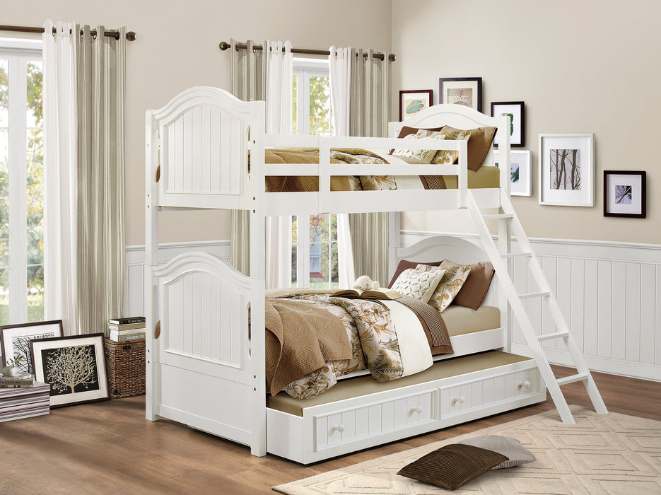 Clementine (4) Twin/Twin Bunk Bed with Twin Trundle in White - B1799-1*R - FAMSA Furniture (TX)