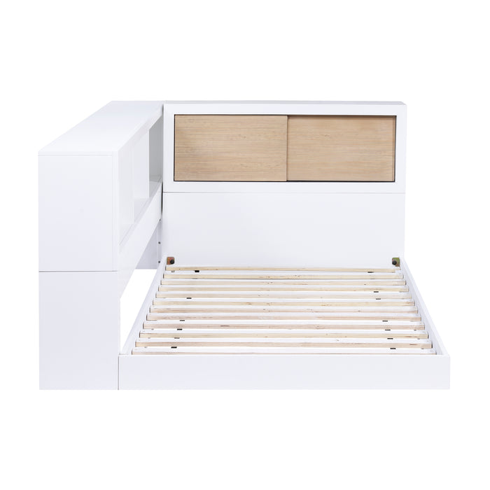 Asker (4) Twin Bookcase Corner Bed in Brown/White - B2012BCT-1BC* - FAMSA Furniture (TX)