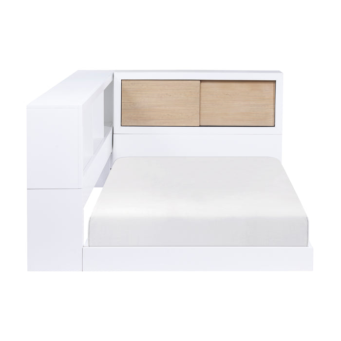 Asker (4) Twin Bookcase Corner Bed in Brown/White - B2012BCT-1BC* - FAMSA Furniture (TX)