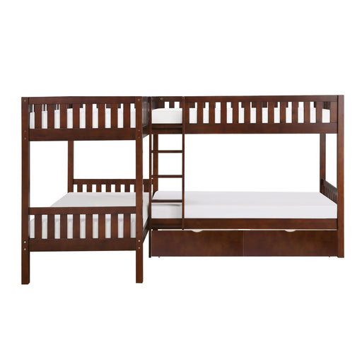 Rowe (4) Corner Bunk Bed with Storage Boxes in Cherry - B2013CNDC-1T* - FAMSA Furniture (TX)