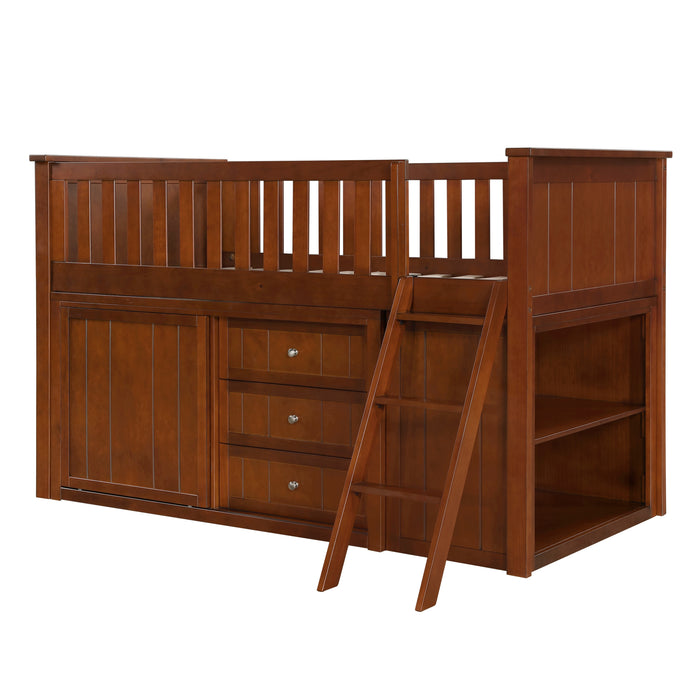 Rowe (5) Low Loft Bunk with Bookcase and Dresser in Natural/Pine - B2013LLDC-1*BCDR - FAMSA Furniture (TX)
