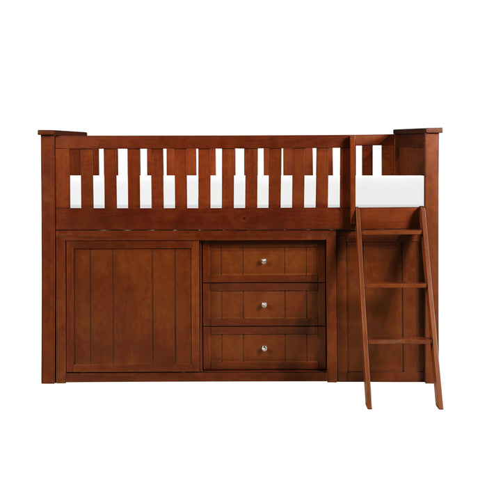 Rowe (5) Low Loft Bunk with Bookcase and Dresser in Natural/Pine - B2013LLDC-1*BCDR - FAMSA Furniture (TX)