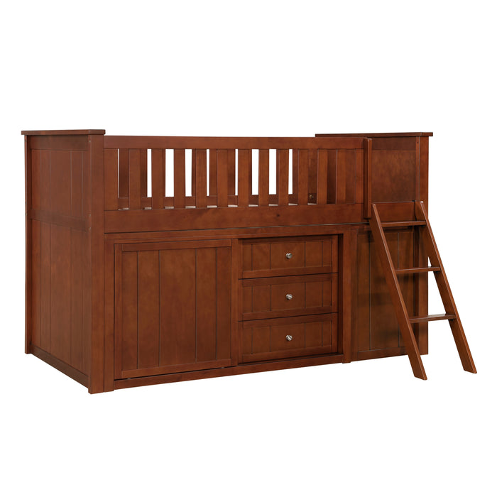 Rowe (5) Low Loft Bunk with Bookcase and Dresser in Natural/Pine - B2013LLDC-1*BCDR - FAMSA Furniture (TX)