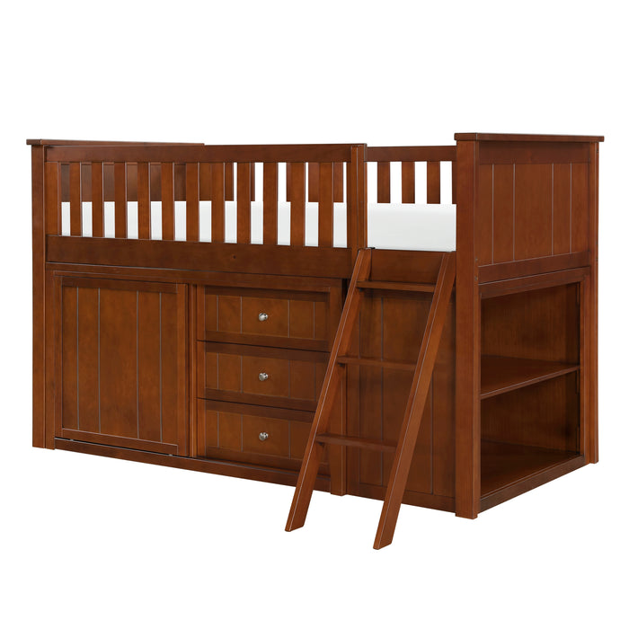 Rowe (5) Low Loft Bunk with Bookcase and Dresser in Natural/Pine - B2013LLDC-1*BCDR - FAMSA Furniture (TX)