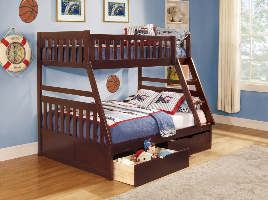 Rowe (4) Twin/Full Bunk Bed with Storage Boxes in Cherry - B2013TFDC-1*T - FAMSA Furniture (TX)