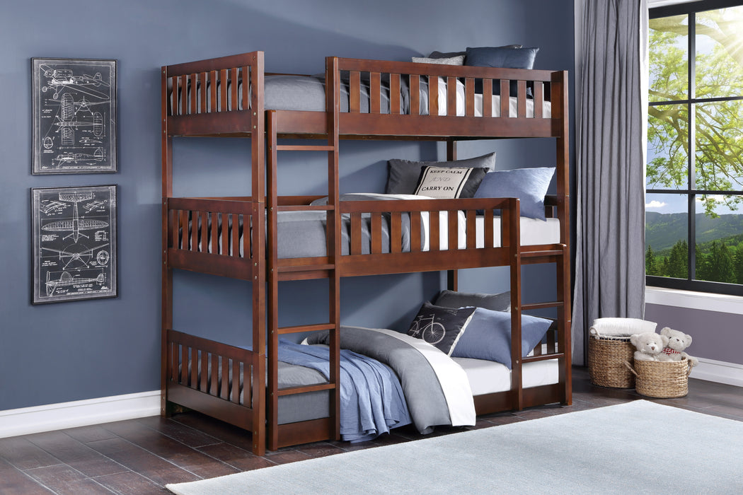 Rowe (3) Triple Bunk Bed in Cherry - B2013TTTDC-1* - FAMSA Furniture (TX)