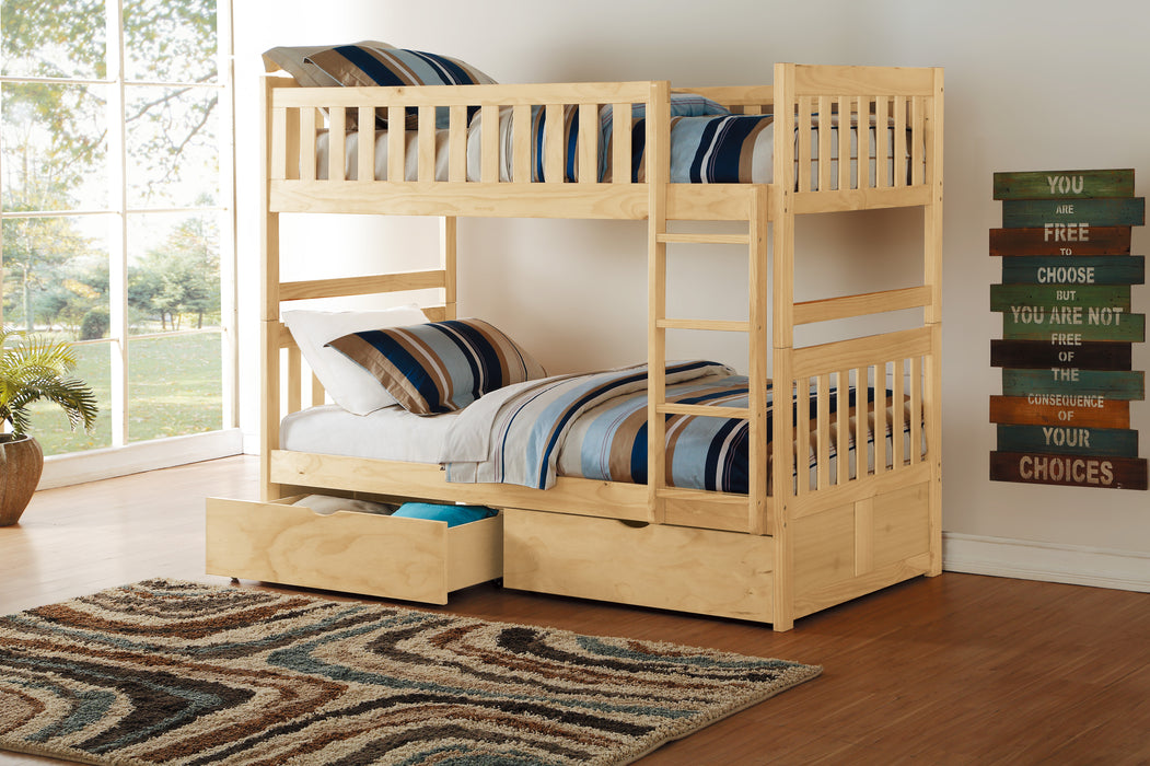 Bartly (4) Twin/Twin Bunk Bed with Storage Boxes in Natural - B2043-1*T - FAMSA Furniture (TX)
