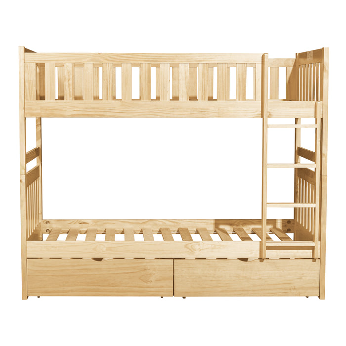 Bartly (4) Twin/Twin Bunk Bed with Storage Boxes in Natural - B2043-1*T - FAMSA Furniture (TX)