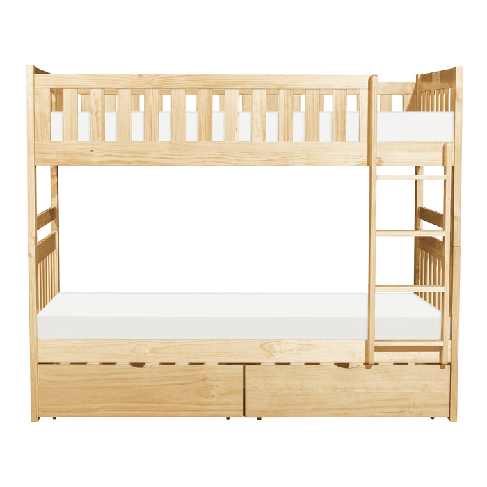 Bartly (4) Twin/Twin Bunk Bed with Storage Boxes in Natural - B2043-1*T - FAMSA Furniture (TX)
