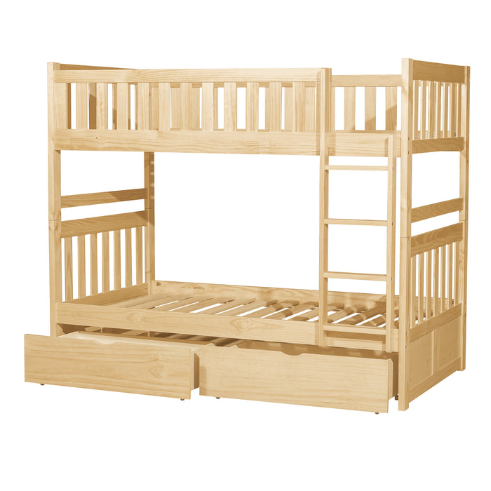 Bartly (4) Twin/Twin Bunk Bed with Storage Boxes in Natural - B2043-1*T - FAMSA Furniture (TX)