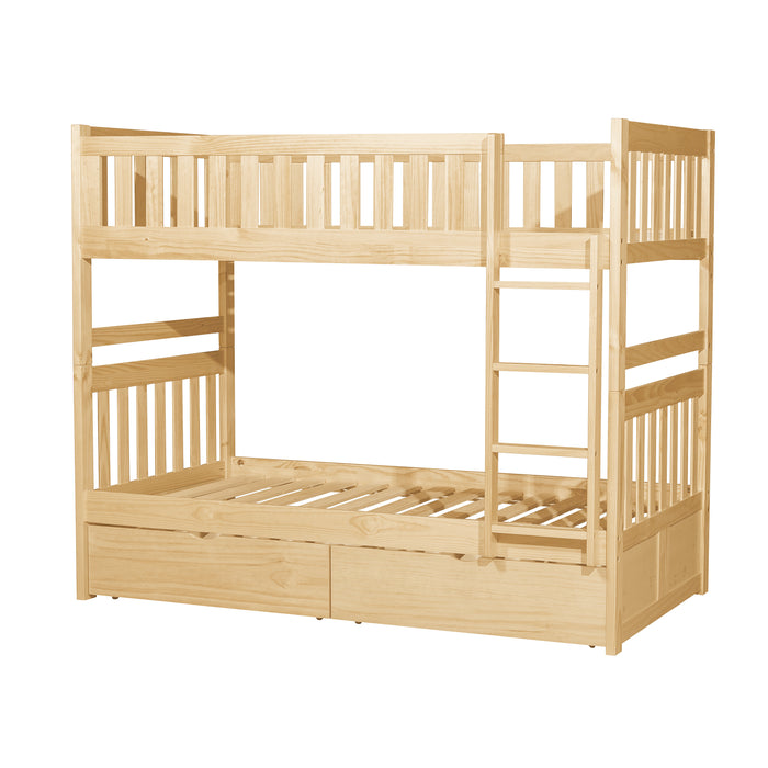 Bartly (4) Twin/Twin Bunk Bed with Storage Boxes in Natural - B2043-1*T - FAMSA Furniture (TX)