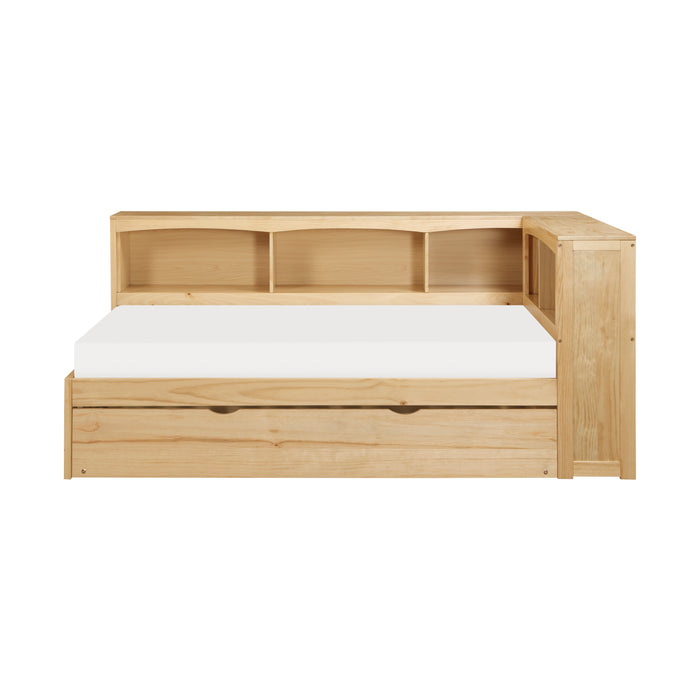 Bartly (4) Twin Bookcase Corner Bed with Twin Trundle in Natural - B2043BC-1BCR* - FAMSA Furniture (TX)