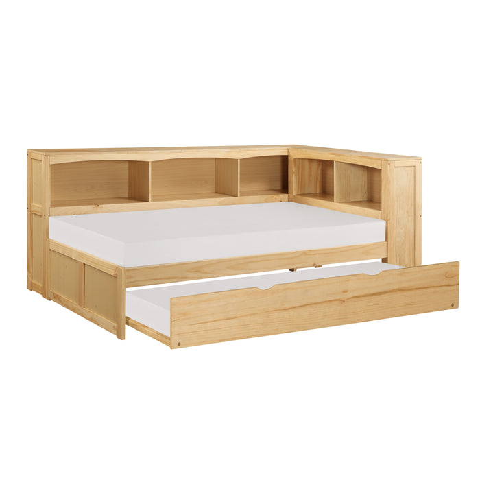 Bartly (4) Twin Bookcase Corner Bed with Twin Trundle in Natural - B2043BC-1BCR* - FAMSA Furniture (TX)