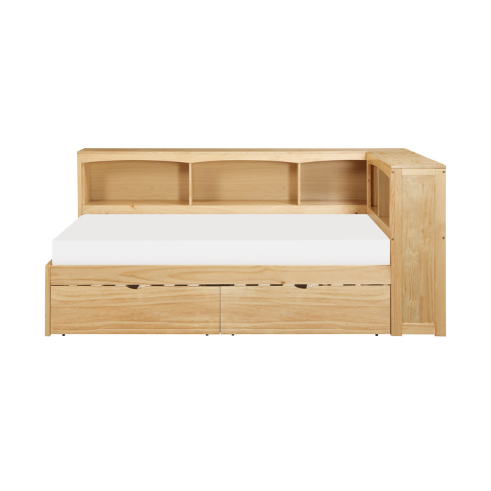 Bartly (4) Twin Bookcase Corner Bed with Storage Boxes in Natural - B2043BC-1BCT* - FAMSA Furniture (TX)
