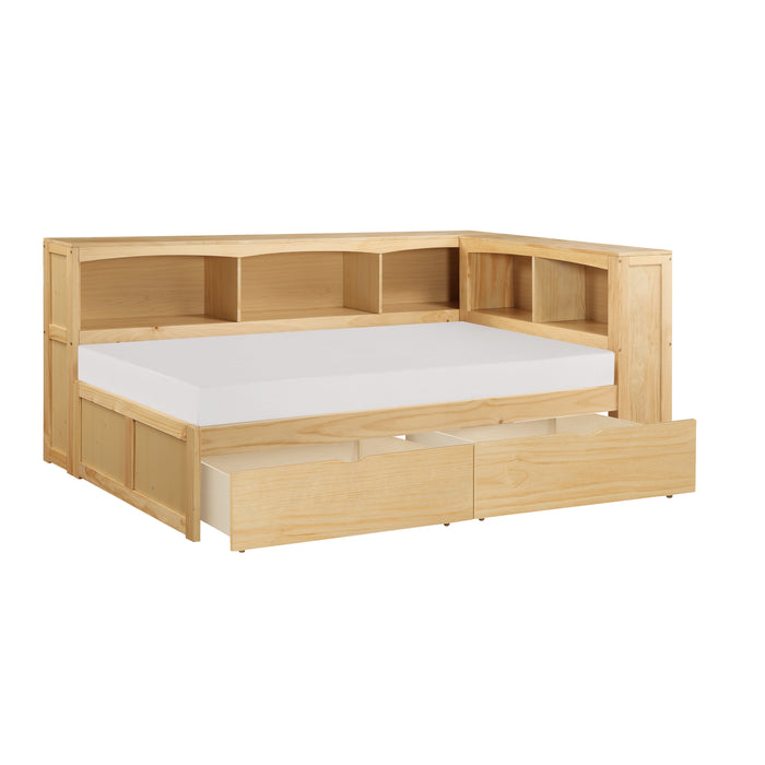 Bartly (4) Twin Bookcase Corner Bed with Storage Boxes in Natural - B2043BC-1BCT* - FAMSA Furniture (TX)