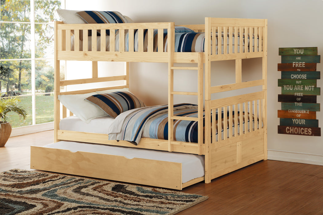 Bartly (4) Full/Full Bunk Bed with Twin Trundle in Natural - B2043FF-1*R - FAMSA Furniture (TX)