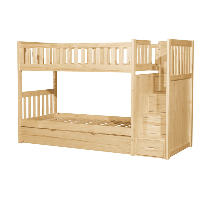 Bartly (5) Twin/Twin Step Bunk Bed with Twin Trundle in Natural - B2043SB-1*R - FAMSA Furniture (TX)