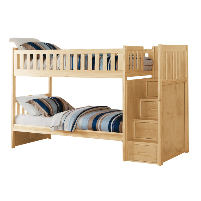 Bartly (4) Twin/Twin Step Bunk Bed in Natural - B2043SB-1* - FAMSA Furniture (TX)