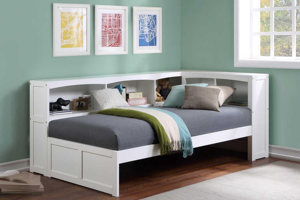 Galen (3) Twin Bookcase Corner Bed in White - B2053BCW-1BC* - FAMSA Furniture (TX)