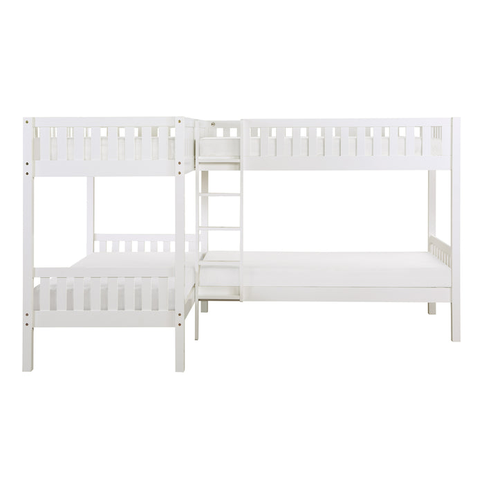 Galen (3) Corner Bunk Bed in White - B2053CNW-1* - FAMSA Furniture (TX)