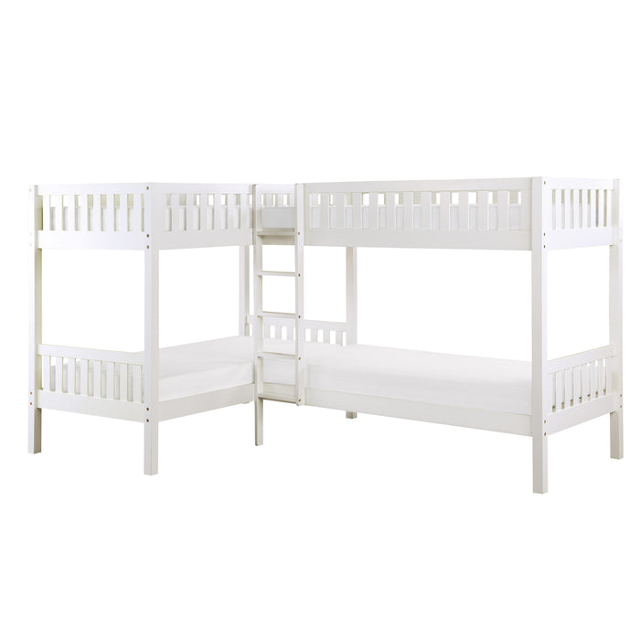 Galen (3) Corner Bunk Bed in White - B2053CNW-1* - FAMSA Furniture (TX)