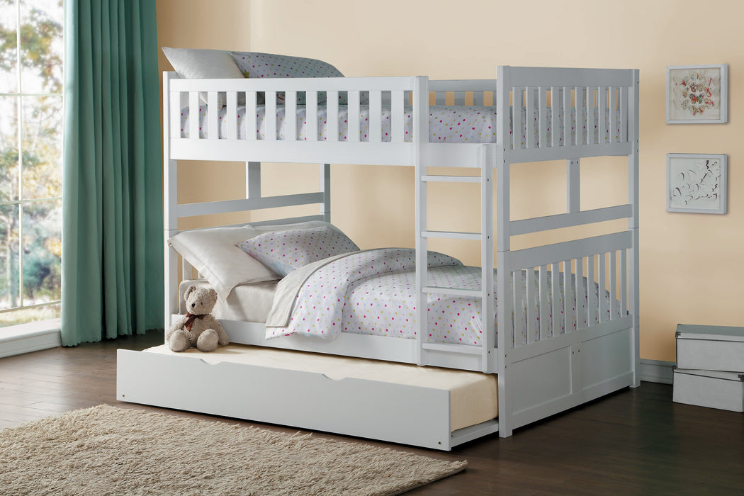 Galen (4) Full/Full Bunk Bed with Twin Trundle in White - B2053FFW-1*R - FAMSA Furniture (TX)