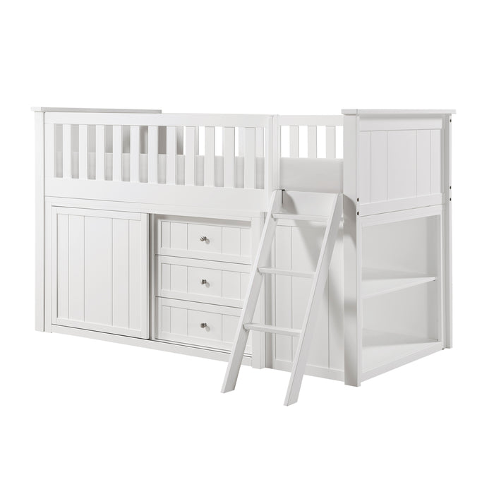 Galen (5) Low Loft Bunk with Bookcase and Dresser in White - B2053LLW-1*BCDR - FAMSA Furniture (TX)