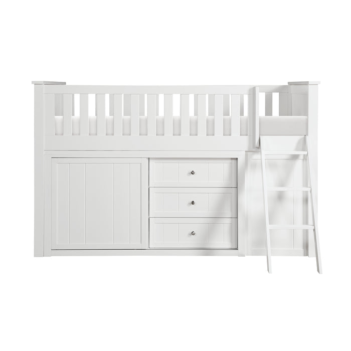 Galen (5) Low Loft Bunk with Bookcase and Dresser in White - B2053LLW-1*BCDR - FAMSA Furniture (TX)