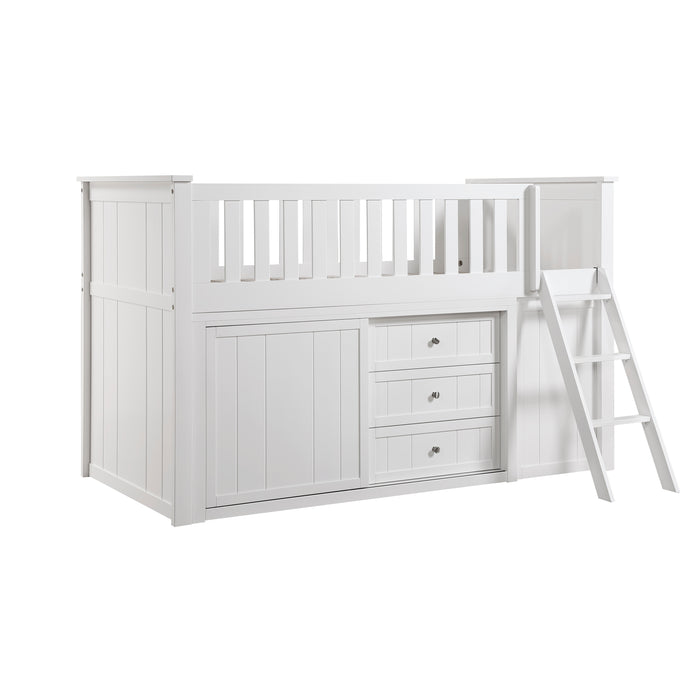 Galen (5) Low Loft Bunk with Bookcase and Dresser in White - B2053LLW-1*BCDR - FAMSA Furniture (TX)