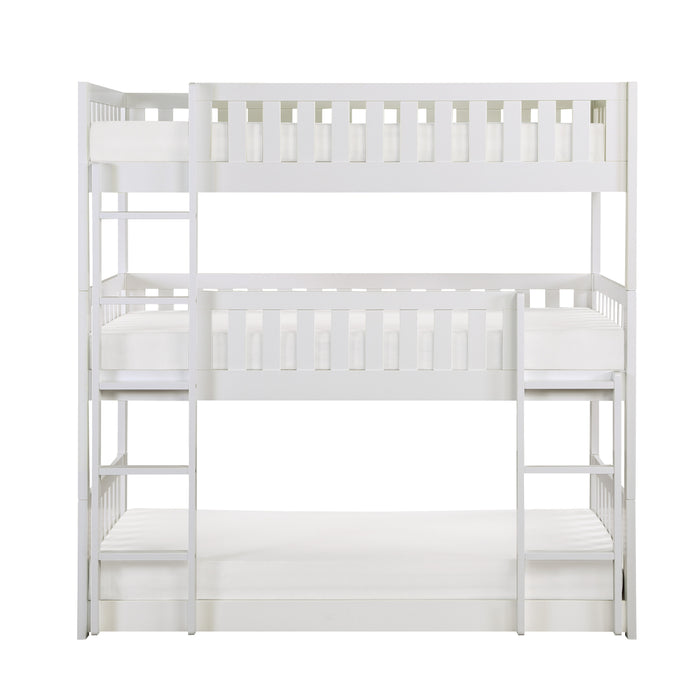 Galen (3) Triple Bunk Bed in White - B2053TTTW-1* - FAMSA Furniture (TX)