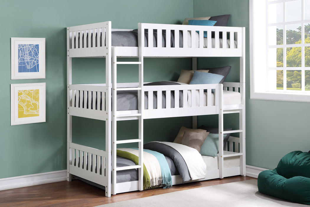 Galen (3) Triple Bunk Bed in White - B2053TTTW-1* - FAMSA Furniture (TX)