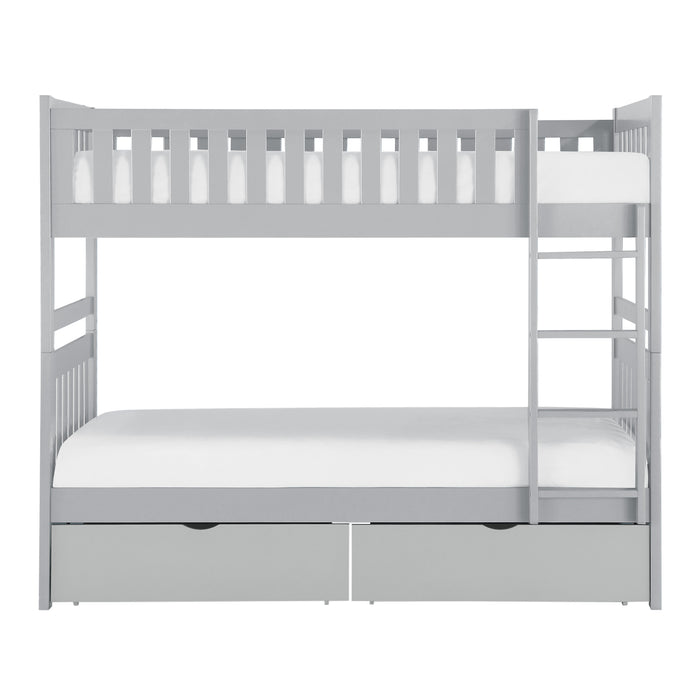 Orion (4) Twin/Twin Bunk Bed with Storage Boxes in Gray - B2063-1*T - FAMSA Furniture (TX)
