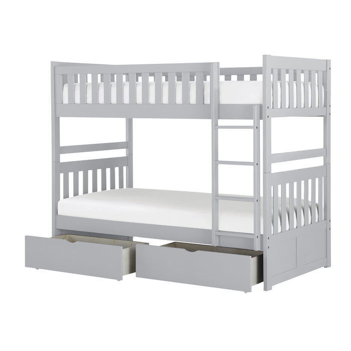 Orion (4) Twin/Twin Bunk Bed with Storage Boxes in Gray - B2063-1*T - FAMSA Furniture (TX)